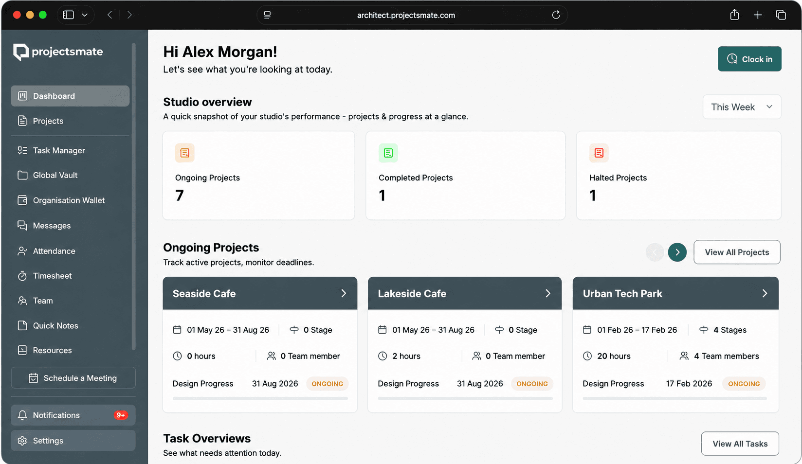 Projectsmate dashboard preview