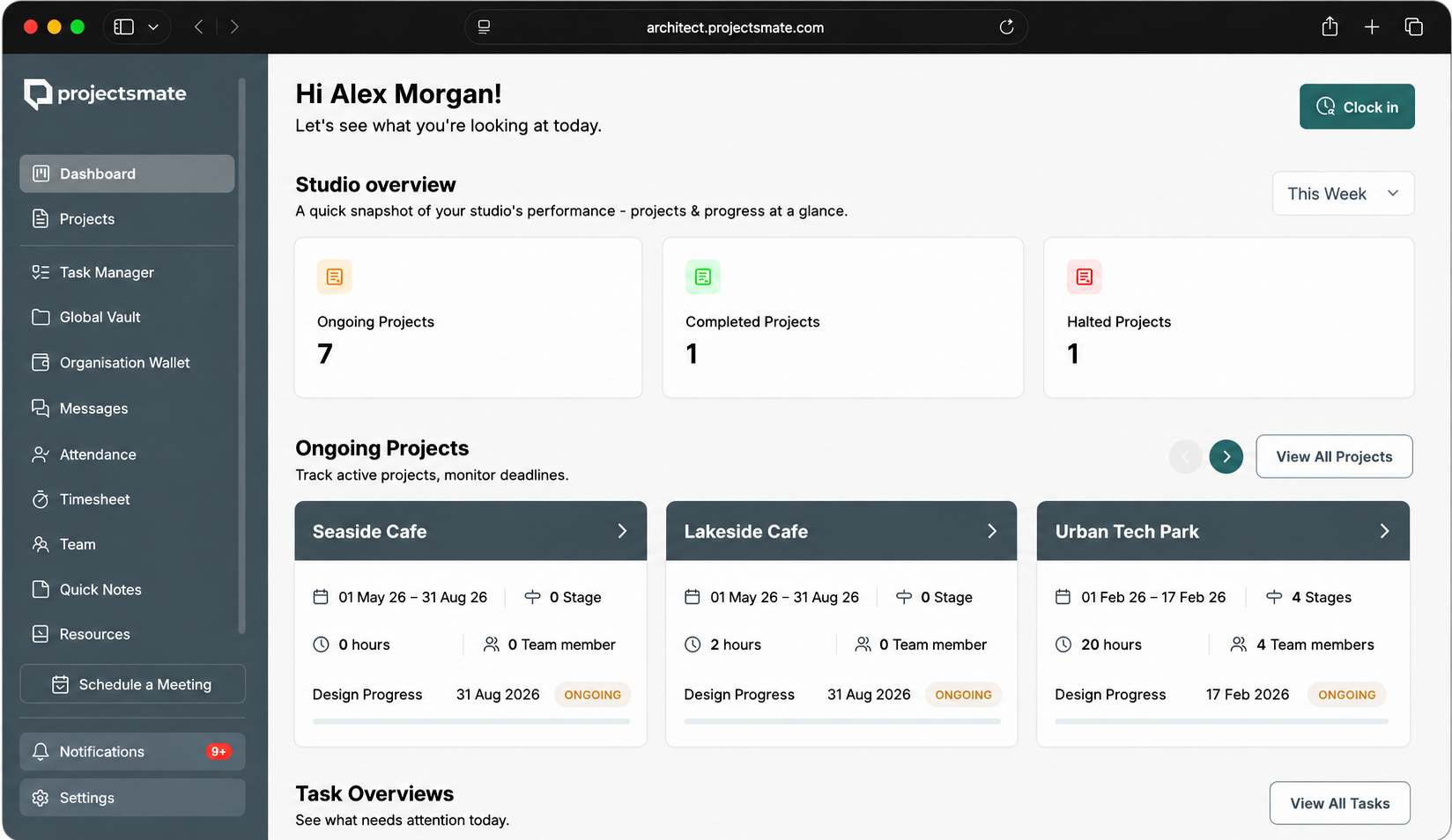Projectsmate dashboard preview